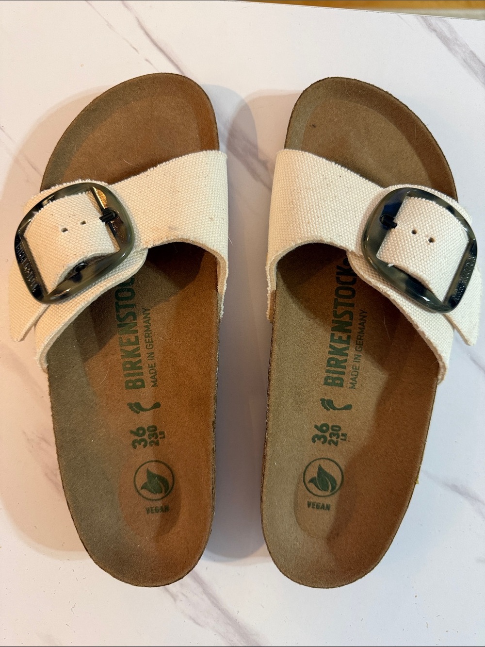 Birkenstock Madrid Cream Single  Buckle Slide Sandals